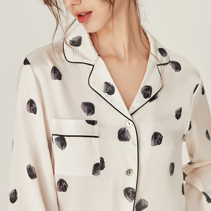 2021年春秋新款波点桑蚕丝俏皮睡衣 珊目尔睡衣/家居服套装