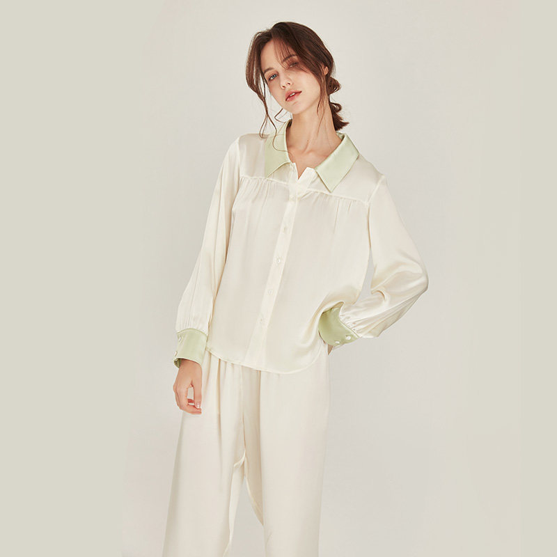 珊目尔2021年春秋新款女衬衫领睡衣 珊目尔睡衣/家居服套装