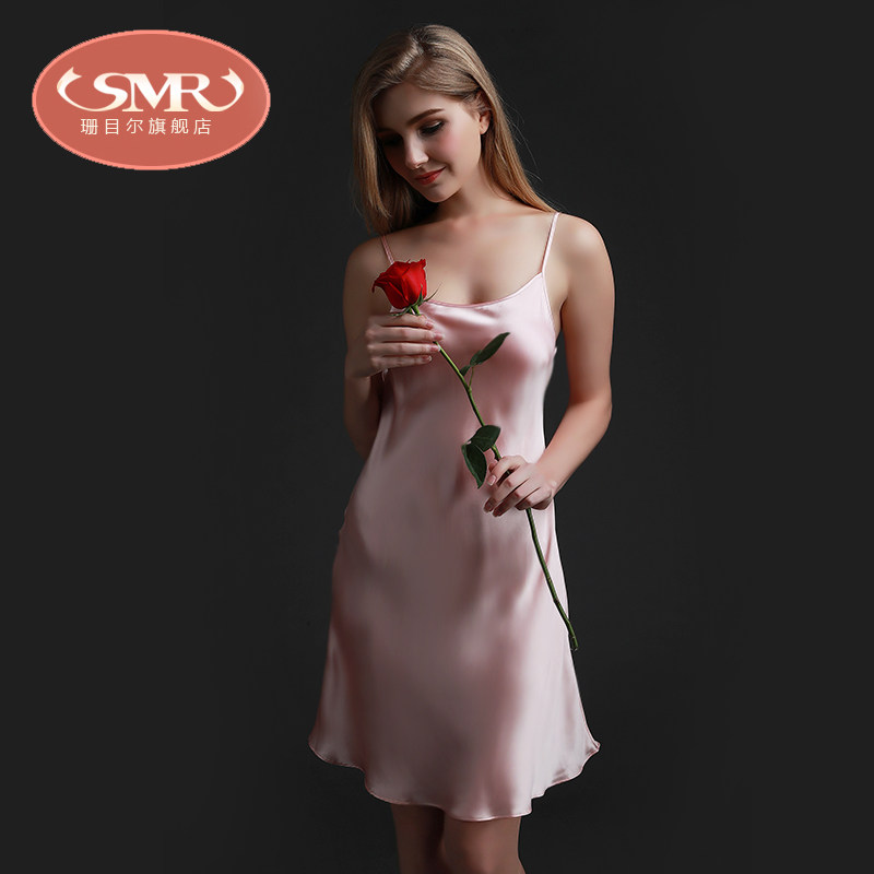 smr /珊目尔100桑蚕丝夏吊带睡裙 珊目尔睡裙
