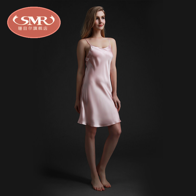 smr /珊目尔100桑蚕丝夏吊带睡裙 珊目尔睡裙