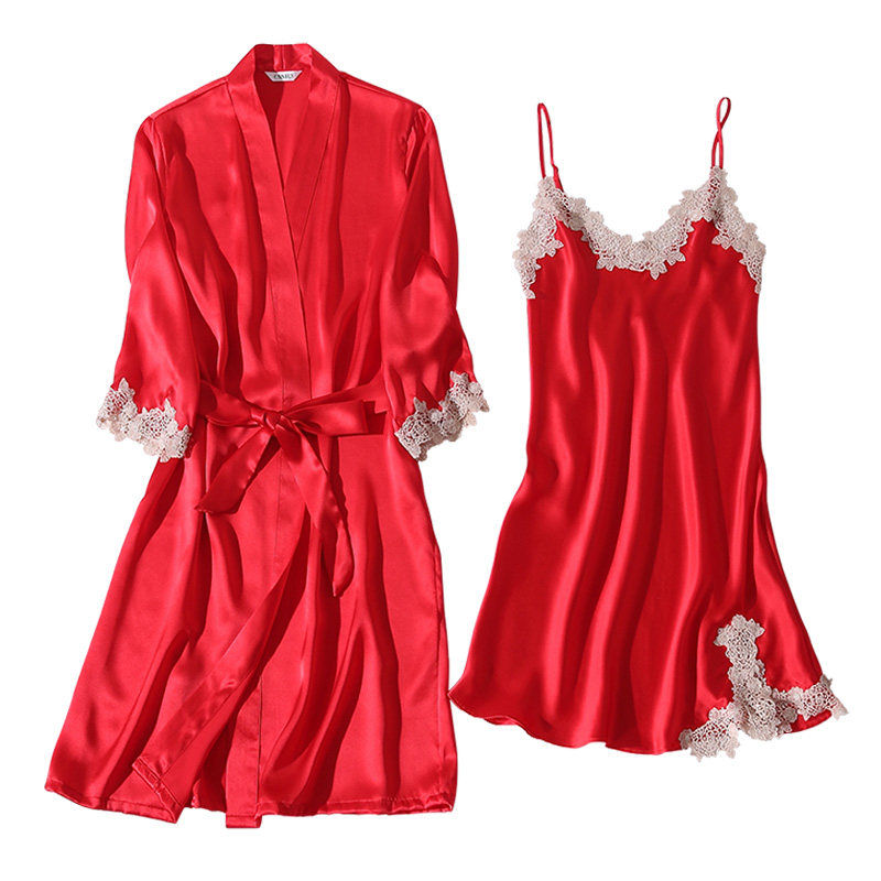 2023新款春秋性感蕾丝两件套装睡裙 珊目尔睡衣/家居服套装