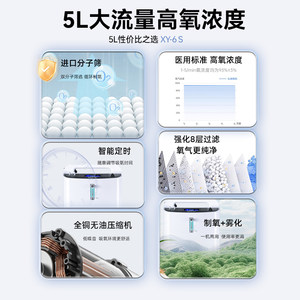 氧力士5L制氧机老人医院家用级吸氧机3升孕妇便携式氧气机带雾化