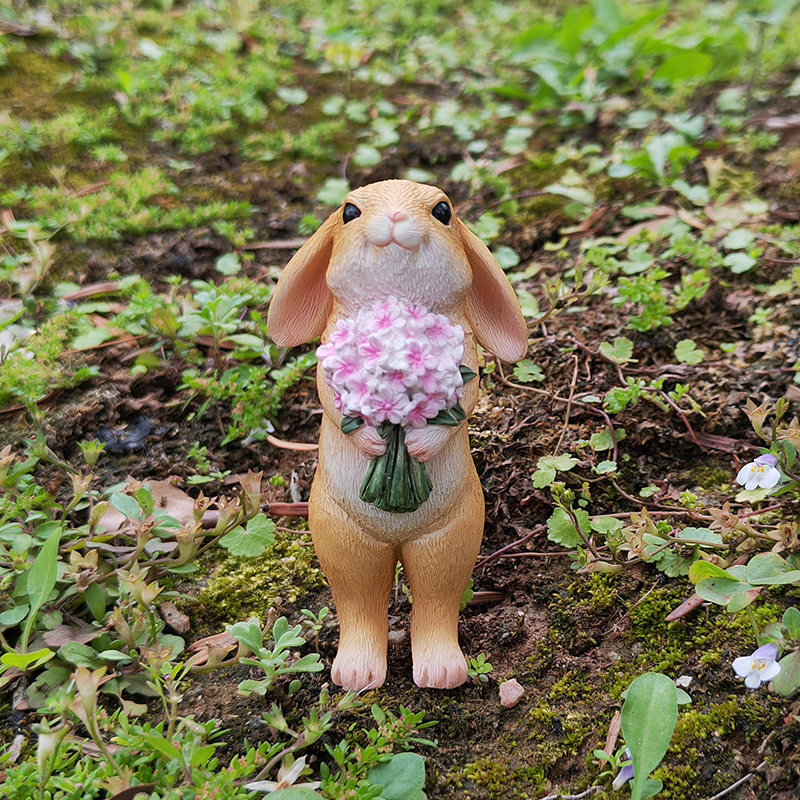 创意可爱鲜花小兔子摆件盆栽装饰品送爱人女生朋友生日礼物情人节