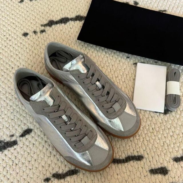 Sheepskin version ~ Super soft sole leather shoes, silver moral training shoes, women's casual sports shoes, versatile thick sole lace-up sneakers