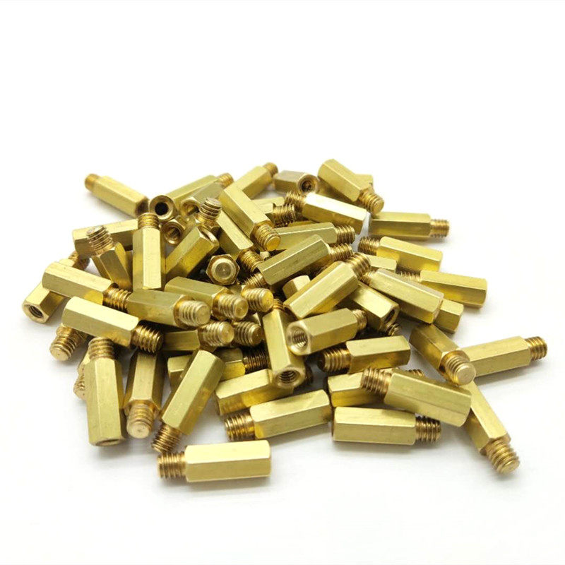 铜柱六角螺柱隔离柱M4X5 6 8 10 12 15+4对边5.0MM外牙M4转M3内牙 - 图0