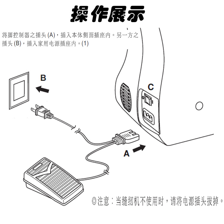 兄弟飞跃蝴蝶重机胜家用电动衣车配件缝纫机电源线控制器脚踩踏板