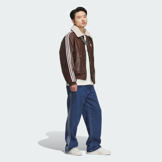 adidas阿迪达斯三叶草PU PAD保暖夹克秋冬男短款毛领棉服KF3692