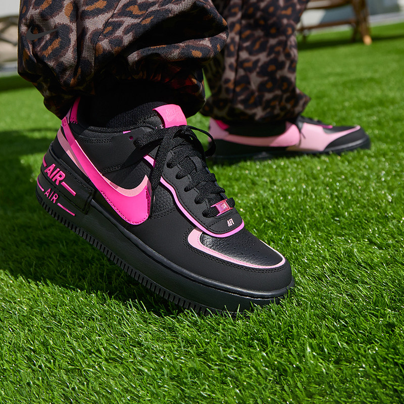 NIKE耐克空军一号女鞋AF1黑粉色解构双钩厚底复古板鞋CI0919-006,淘宝优惠券,粉丝福利购,淘宝优惠卷