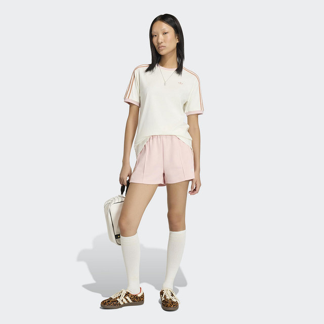 Adidas Adidas clover ທີ່ເປັນມິດກັບຜິວຫນັງ breathable ສາມສ່ວນກະເປົ໋າ zipper ຂອງແມ່ຍິງລະດູຮ້ອນ knitted ສັ້ນ KY3169