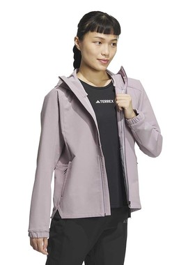 【自营】Adidas阿迪达斯2024春女紫色风衣户外运动梭织夹克IW2789