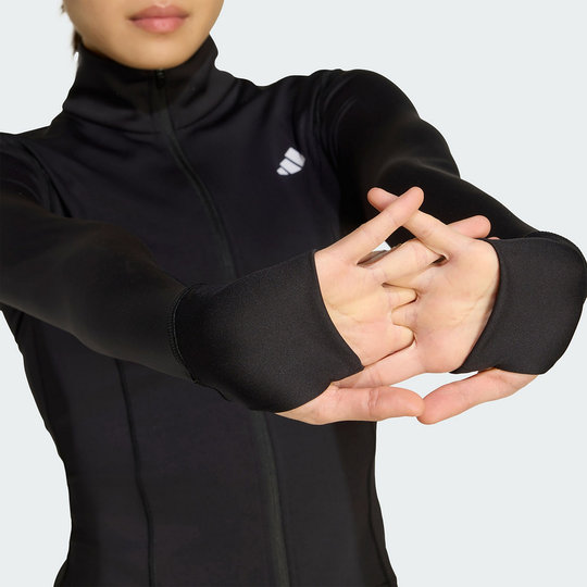 Adidas Adidas-abrigo deportivo ajustado de secado rápido con cuello medio alto, chaqueta de punto para mujer de otoño JM9185