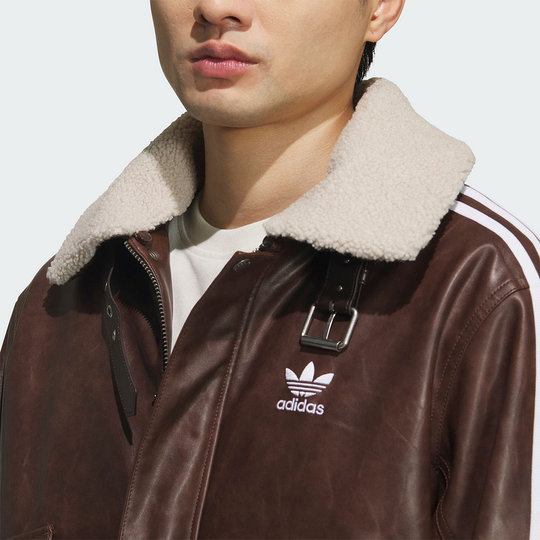 adidas阿迪达斯三叶草PU PAD保暖夹克秋冬男短款毛领棉服KF3692