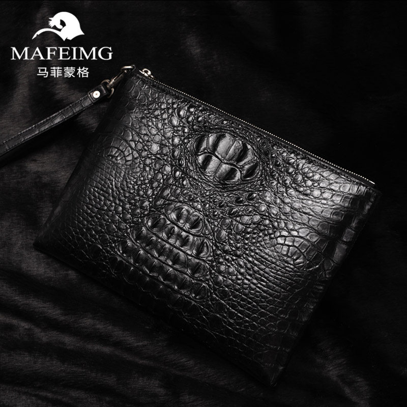 鳄鱼皮手包真皮正品男包大容量商务 马菲蒙格男士包袋
