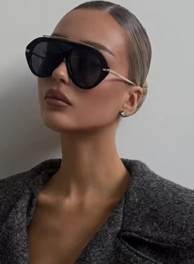 明星同款复古超大框飞行员墨镜女ins网红时髦拍照凹造型太阳眼镜