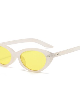 夏季浅色系美式复古窄框猫眼墨镜女街拍显脸小防晒太阳镜出游旅行