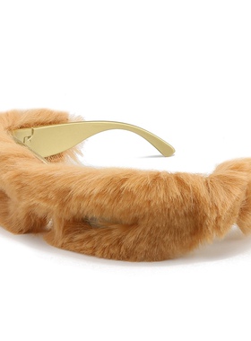 温暖软糯秋冬新款一体式毛绒墨镜女抖音网红拍照凹造型搞怪眼镜潮