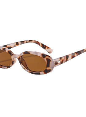 欧美复古椭圆框太阳镜女ins网红街拍墨镜适合方圆脸春夏旅游度假