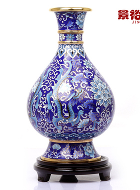 景泰蓝花瓶蟠龙献瑞青掐丝铜胎魁