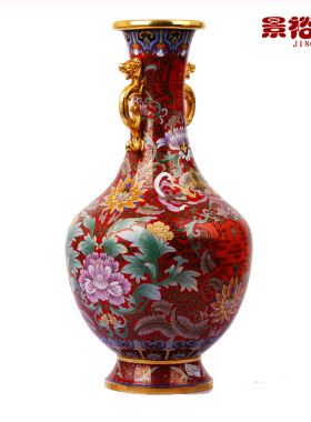 15寸景泰蓝花瓶福寿瓶铜胎珐琅家居结婚礼物新房装饰外事礼品摆件