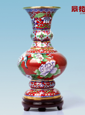 景泰蓝花瓶牡丹书房商务工艺品