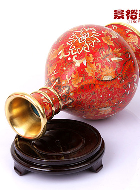 红底蟠龙掐丝铜胎珐琅李荣景泰蓝