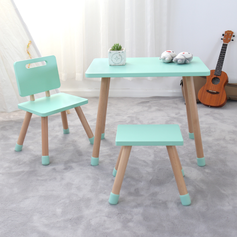 Ins style wooden children's table and chair for around 4 years old game
