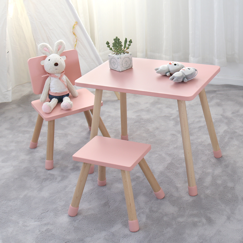 Ins style wooden children's table and chair for around 4 years old game