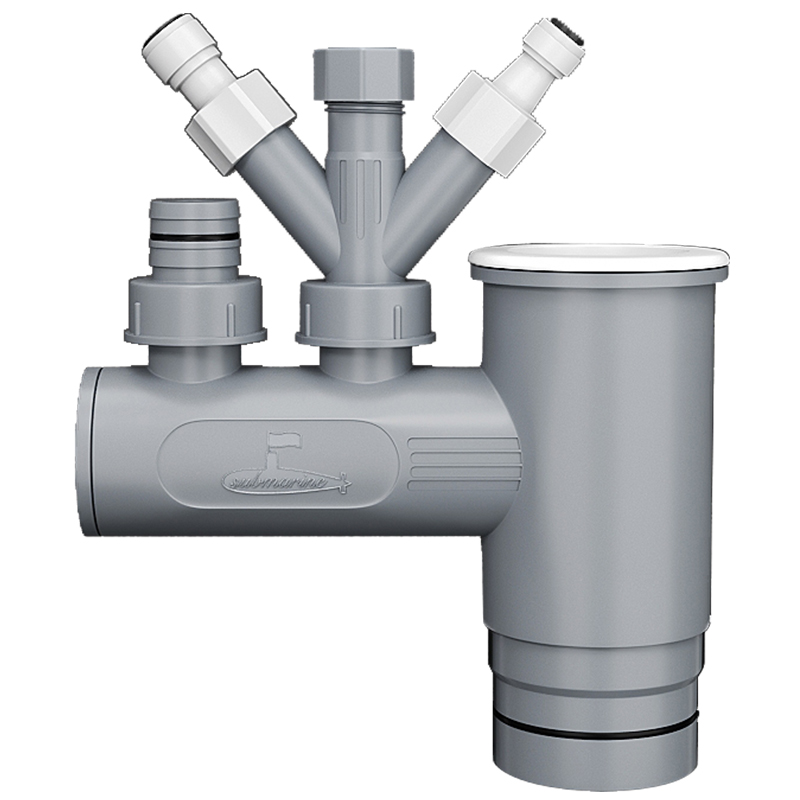 潜水艇厨房下水管三头通下水道三通分水器水槽排水管防返臭神器 - 图3
