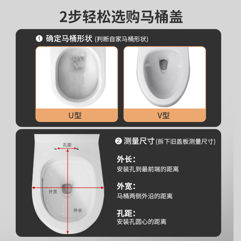 潜水艇加大马桶盖家用通用坐便盖老式U型V型座便器盖子圈加厚盖板 - 图0