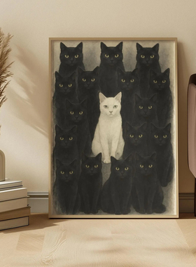装饰画有框画挂画墙画壁画个性不一样的羊宠物猫现代简约动物励志