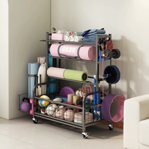 Sports equipment Storage rack with wheels Home Ball Dumbbells Pot Bells Yoga Mat Containing Basket Large Capacity Storage Racks