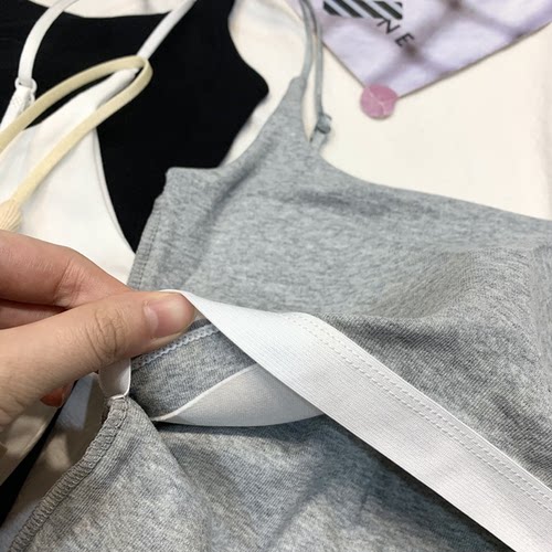 夏季新款小吊带背心带胸垫美背一体内搭外穿修身显瘦纯色短上衣女 - 图2