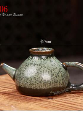 迷你水培花插花瓶陶瓷绿釉茶壶花器桌面摆件复古简约手工个性时尚