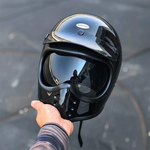 bornfree复古头盔三扣可调节鸭舌moto3小盔体3/4半盔全盔遮阳帽檐 - 图0