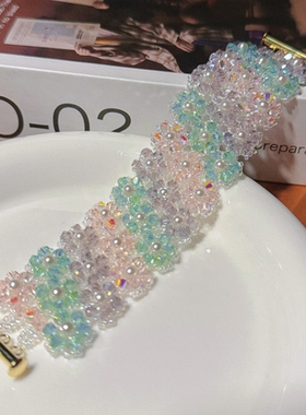 SL178•清新文艺少女心碎冰冰串珠手链（材料包&成品）