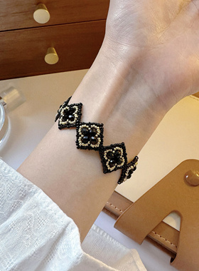 SL134•小众个性黑金四叶草手工串珠手链（材料包&成品）