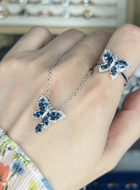 天然透辉石锁骨链纯银蝴蝶款女款