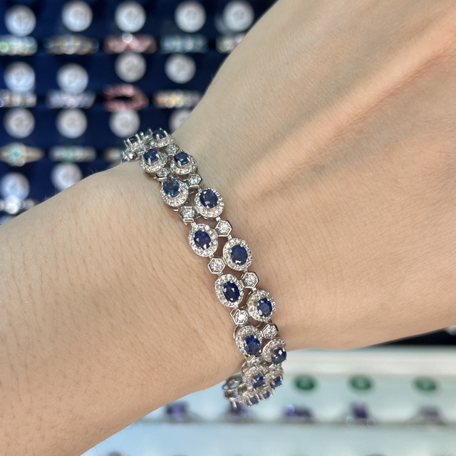 Natural Sapphire Bracelet Ring Women's Silver Light Luxury Exquisite