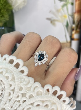 天然托帕石戒指女S925银小众饰品