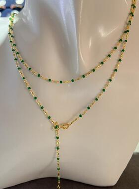 项链S925银女爆闪镭射珠仙女素链