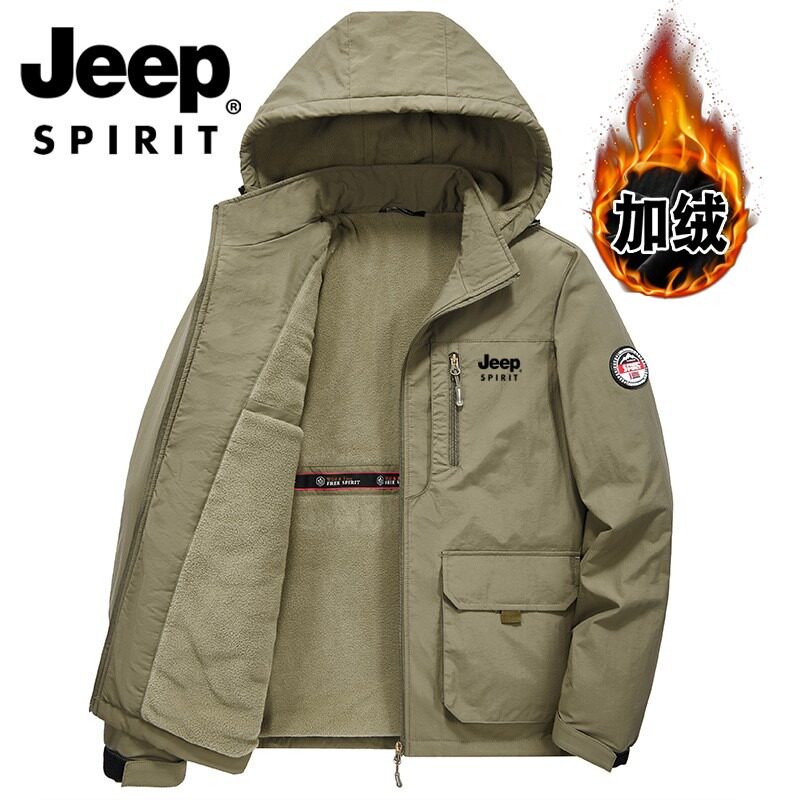JEEP吉普冲锋衣服加绒加厚保暖防水防风大码工装夹克宽松外套棉衣,淘宝优惠券,粉丝福利购,淘宝优惠卷
