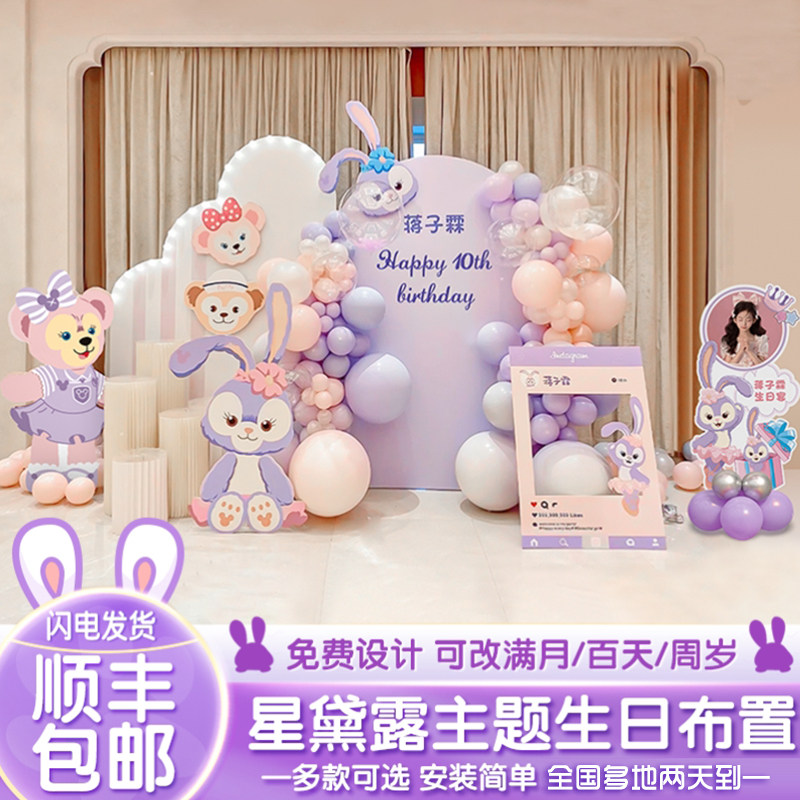 星黛露女孩十周岁10两岁生日装饰场景布置气球儿童十二背景墙kt板,淘宝优惠券,粉丝福利购,淘宝优惠卷