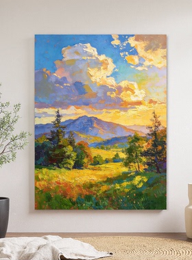 新中式风景画手工填色画数字油画