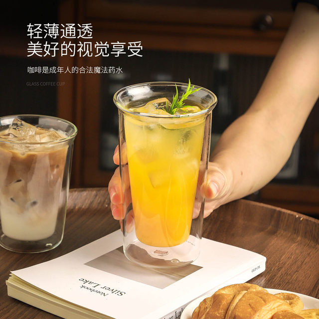 ຈອກເຄື່ອງດື່ມໃນຄົວເຮືອນແກ້ວສອງຝາທົນທານຕໍ່ຄວາມຮ້ອນສູງ