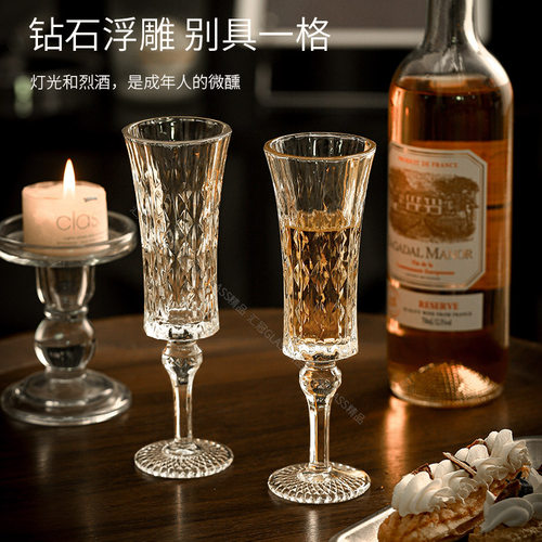 汇冠  高颜值家用高脚杯轻奢白葡萄酒甜酒香槟杯法式玻璃红酒杯子 - 图3