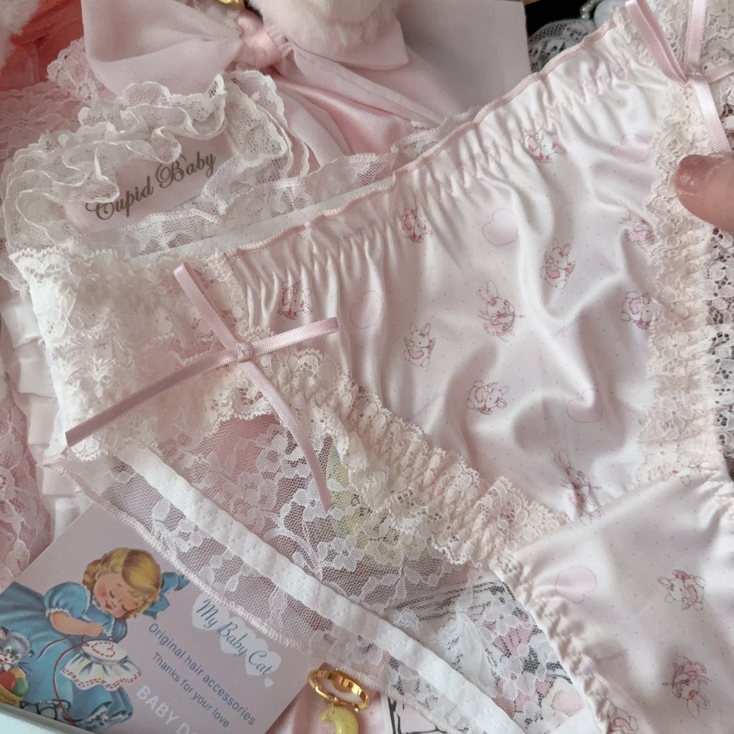 可爱甜美卡通兔子粉色复古蛋糕蕾丝洛丽塔性感纯欲内裤女生三角裤,淘宝优惠券,粉丝福利购,淘宝优惠卷