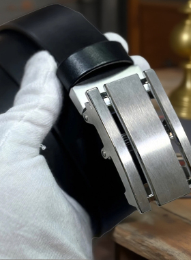腰带真皮无牙自动扣不锈钢无孔