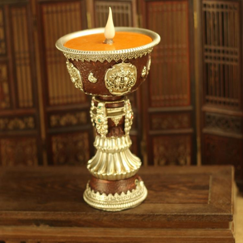 树脂小电子佛灯酥油灯佛前供灯八吉祥长明灯藏式佛堂插电酥油灯座 - 图2