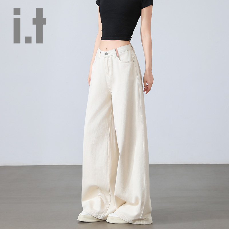 it:CHOCOOLATE高腰宽松显瘦直筒阔腿牛仔裤女2025垂感拖地裤 - 图2