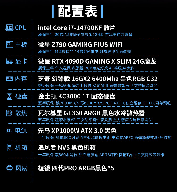 微星RTX4090D GAMING魔龙/i7-14700KF高性能电脑游戏主机[彗星] - 图0